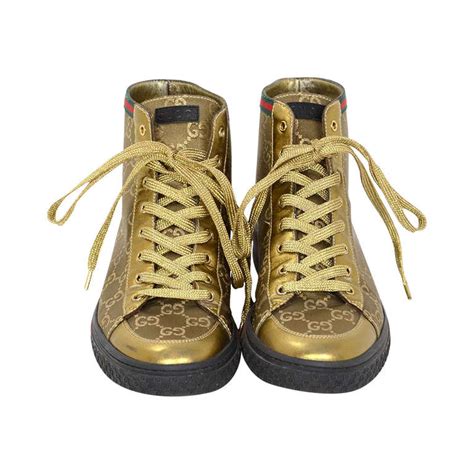 gold gucci high top sneakers|exclusive gucci sneakers.